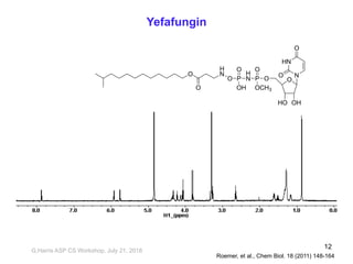 Yefafungin
HN
N
O
O
O
OP
OCH3
O
H
NP
O
OH
O
H
NO
O
HO OH
Roemer, et al., Chem Biol. 18 (2011) 148-164
G,Harris ASP CS Workshop, July 21, 2018
12
 