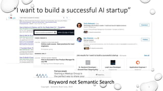 “I want to build a successful AI startup”
Copyright - Semantic Brain Corp. 2019 2
Keyword not Semantic Search
 