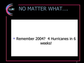NO MATTER WHAT…. Remember 2004?  4 Hurricanes in 6 weeks! 