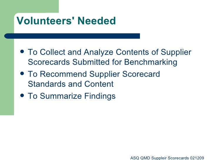 asq qmd gsc supplier scorecard benchmark 021209 supplier scorecard example