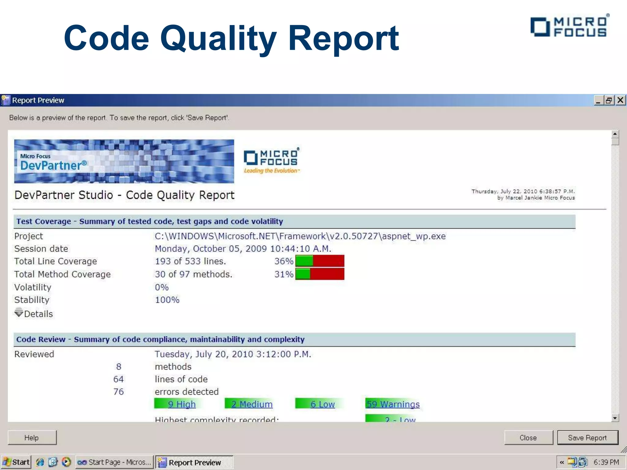 Code Quality Report
 