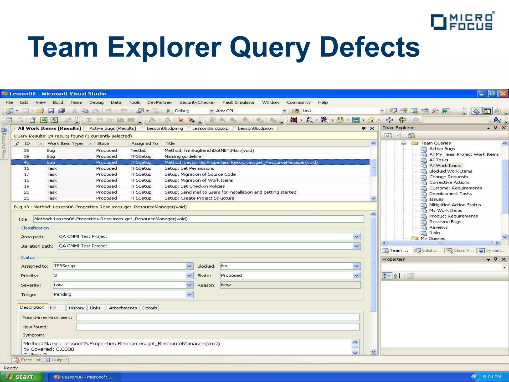 Team Explorer Query Defects
 