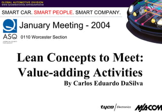 Lean Concepts to Meet: Value-adding Activities By Carlos Eduardo DaSilva  SMART CAR.  SMART PEOPLE . SMART COMPANY. 