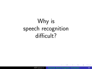 Introduction to speech technologies: ASR | PDF
