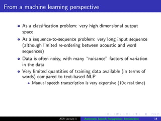 Introduction to speech technologies: ASR | PDF