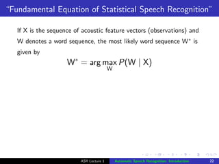 Introduction to speech technologies: ASR | PDF