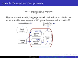 Introduction to speech technologies: ASR | PDF