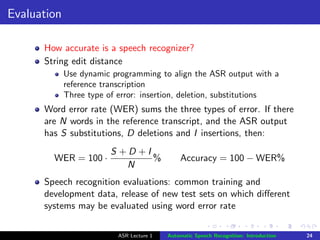 Introduction to speech technologies: ASR | PDF