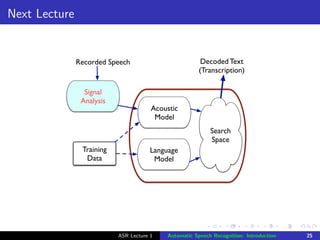 Introduction to speech technologies: ASR | PDF