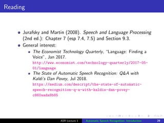 Introduction to speech technologies: ASR | PDF