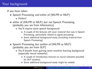 Introduction to speech technologies: ASR | PDF