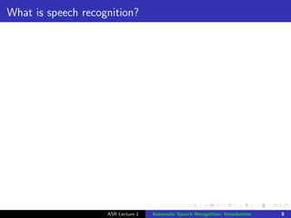 Introduction to speech technologies: ASR | PDF
