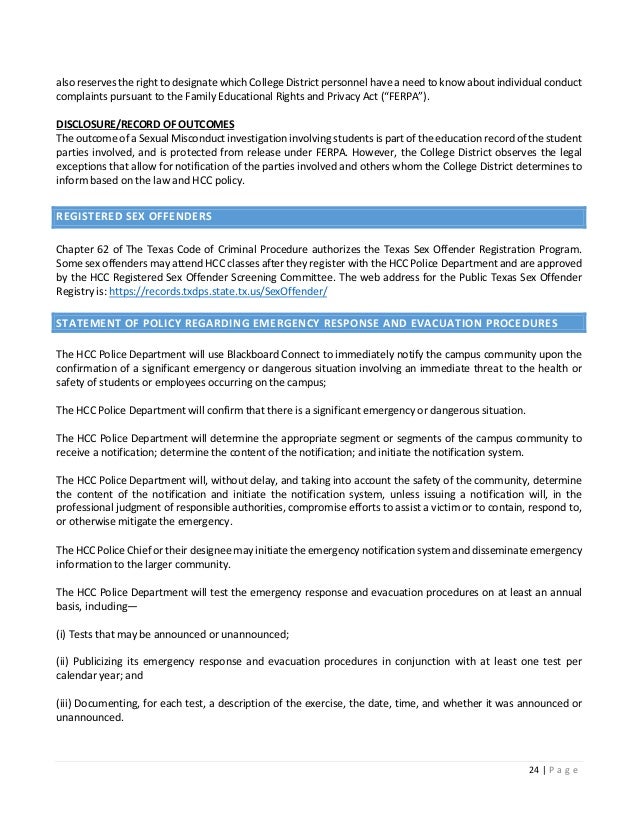 ferpa form hcc
HCC 11 Annual Clery Security Report (11 Data) ferpa form hcc
HCC 11 Annual Clery Security Report (11 Data)