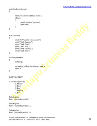 Srinivas Reddy Amedapu C and Data Structures JNTUH Hyderabad | PDF ...
