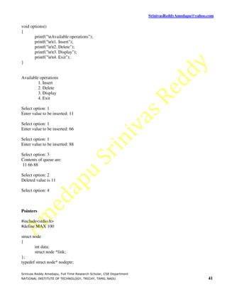 Srinivas Reddy Amedapu C and Data Structures JNTUH Hyderabad | PDF ...