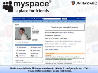 Muita interatividade, Muita personalização (Aberta à configuração em HTML)
Pouca instantaneidade, pouca mobilidade.
2003
 