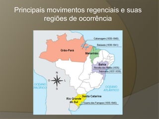 Principais movimentos regenciais e suas
regiões de ocorrência
 