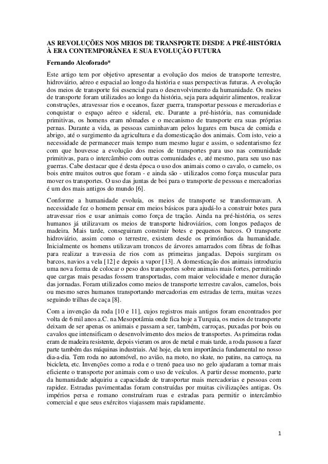 AS REVOLUÇÕES NOS MEIOS DE TRANSPORTE DESDE A PRÉ-HISTÓRIA À ERA CONTEMPORÂNEA E SUA EVOLUÇÃO FUTURA 2 as revolues nos meios de transporte desde a prhistria era contempornea e sua evoluo futura 1 638