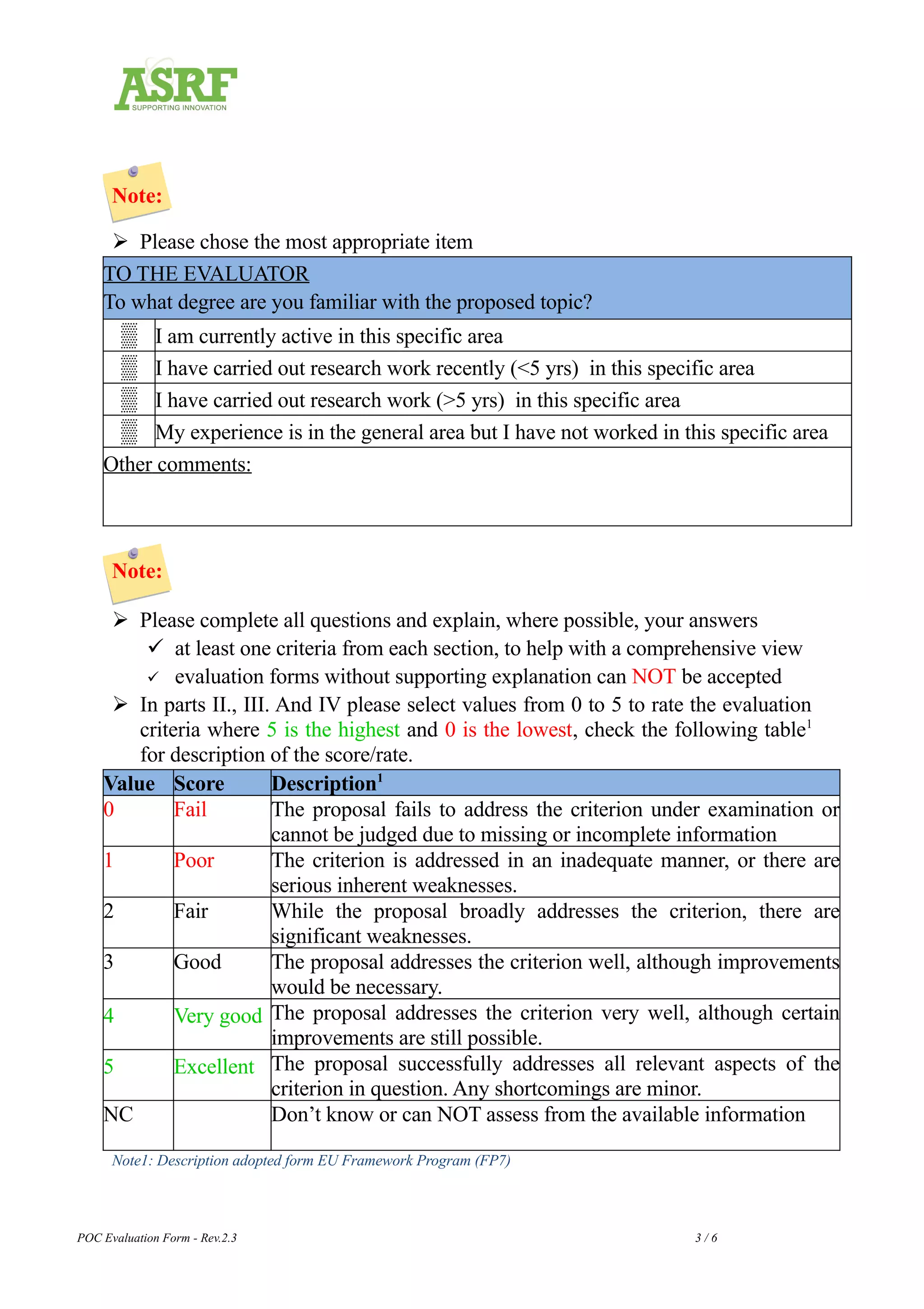 Asrf poc evaluation form