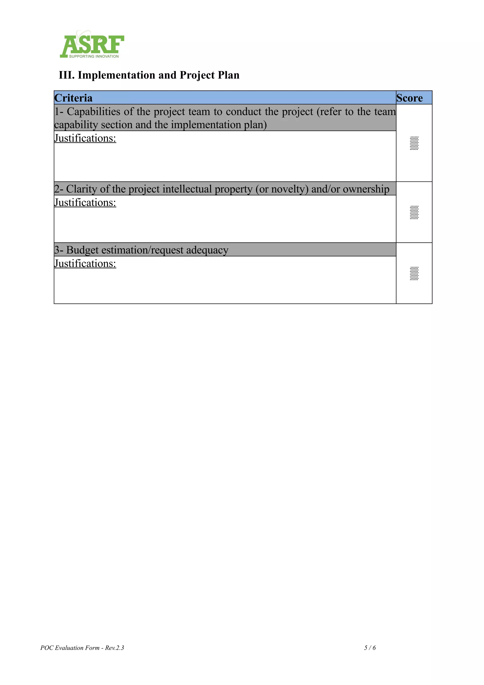 Asrf poc evaluation form