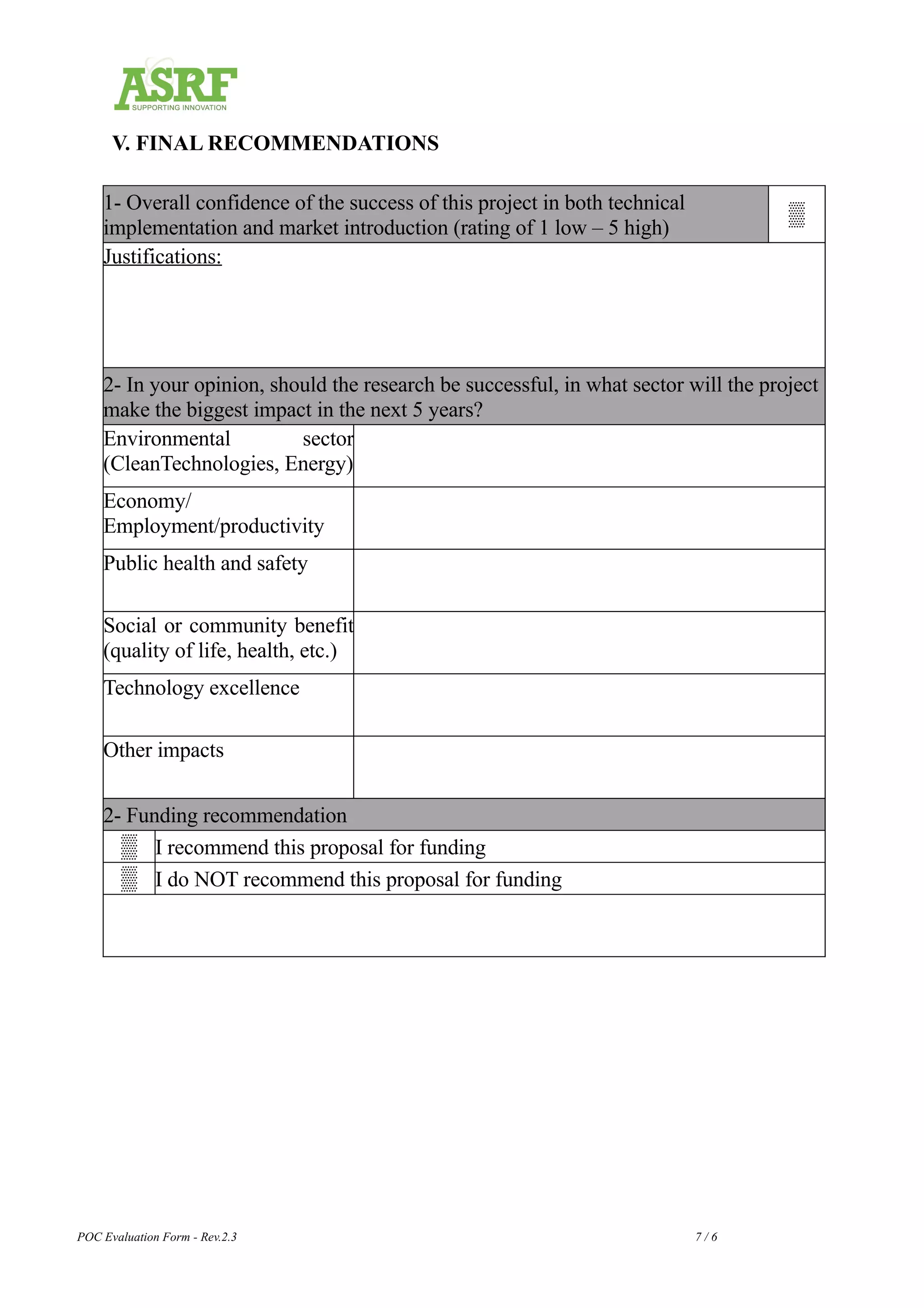 Asrf poc evaluation form