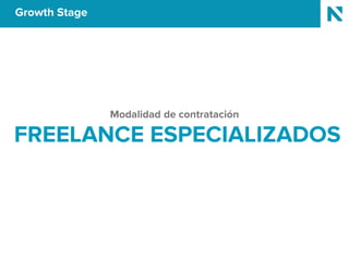 Growth Stage
Modalidad de contratación
FREELANCE ESPECIALIZADOS
 