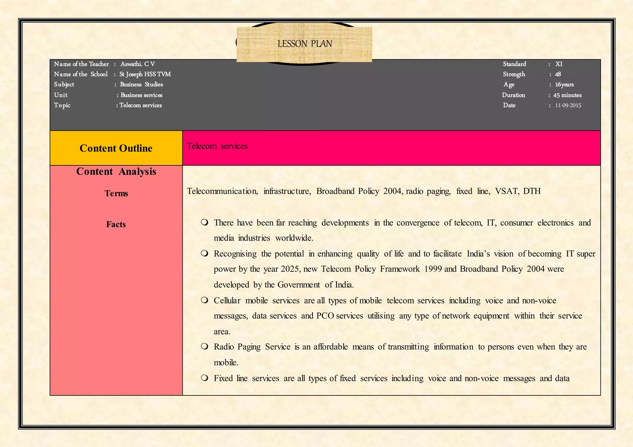 ICT lesson plan | DOCX