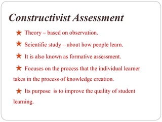 Constructivist Assessment Examples Assessment of learning | PPTX