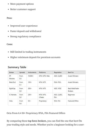 forex broker comparison for beginners