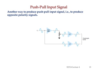 Another way to produce push-pull input signal, i.e., to produce
opposite polarity signals.
Push-Pull Input Signal
EE314 Lecture 4 23
 