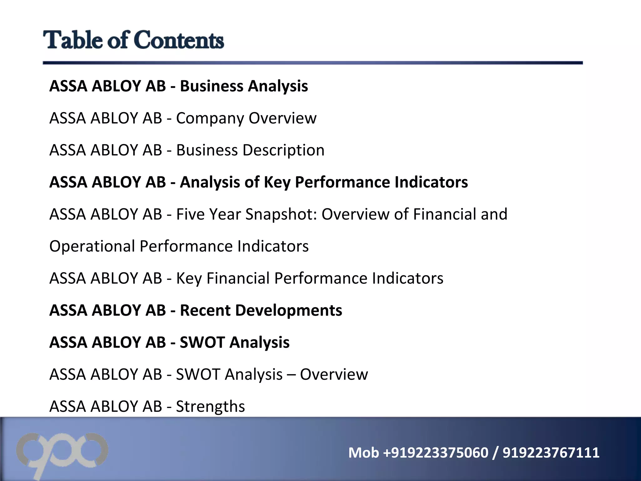Assa abloy ab (assa b) company profile and swot analysis | PPT