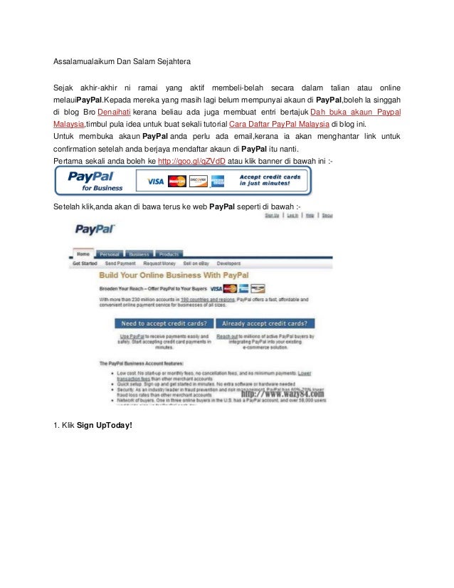 Cara Buat Akaun Paypal