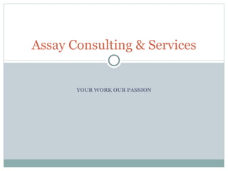 YOUR WORK OUR PASSION Assay Consulting & Services 