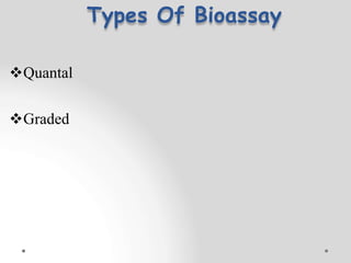 Types Of Bioassay
Quantal
Graded
 