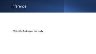 Inference
• Write the findings of the study.
 