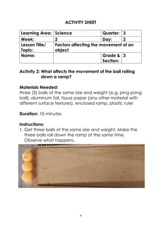 Activity sheet in science 3 quarter 3 week 2 | PDF