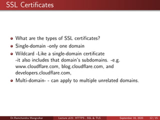 Lecture #21: HTTPS , SSL & TLS | PDF
