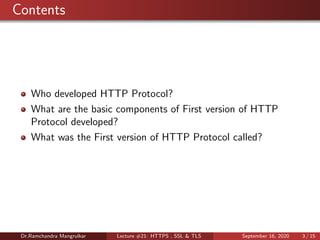 Lecture #21: HTTPS , SSL & TLS | PDF