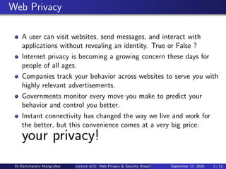 Lecture #22: Web Privacy & Security Breach | PDF