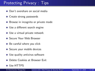 Lecture #22: Web Privacy & Security Breach | PDF