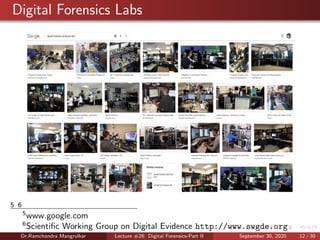 Digital Forensics Labs
5 6
5
www.google.com
6
Scientiﬁc Working Group on Digital Evidence http://www.swgde.org
Dr.Ramchandra Mangrulkar Lecture #28: Digital Forensics-Part II September 30, 2020 12 / 30
 