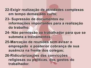 TENTATIVAS DE COIBIR O ASSÉDIO MORAL