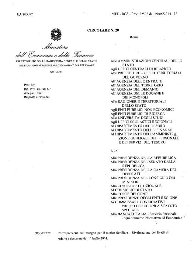 Assegni Familiari Circolare Mef