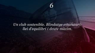 6

Un club sostenible. Blindatge estatutari:
     llei d’equilibri i deute màxim.
 