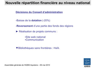 Nouvelle répartition financière au niveau national

            Décisions du Conseil d’administration


            -Baiss...