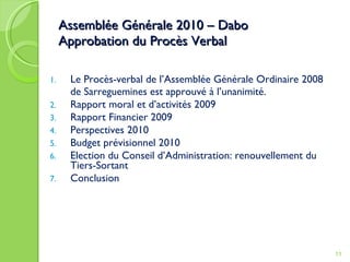 Assemblée générale ordinaire 2011