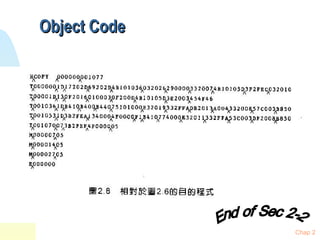Object Code Chap 2 End of Sec 2-2 