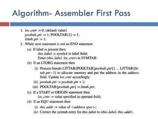 Algorithm- Assembler First Pass
 