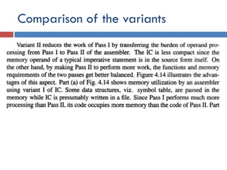 Comparison of the variants
 