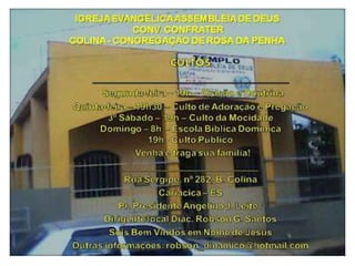 Assembléia de deus   visão e missão  e programações colina